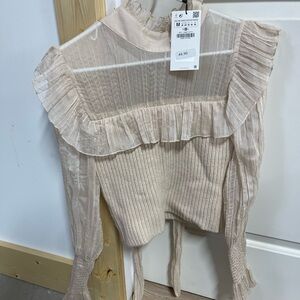 Zara Cream Ruffled Women's Top